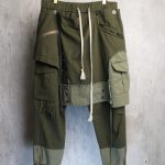 N_OUT Green Patched Cargo Pants with a Detachable Kilt